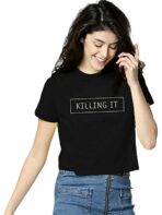 Cotton Regular Fit Printed Round Neck T-Shirt For Women