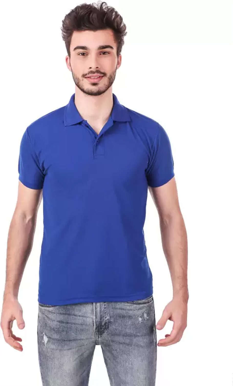 l-tshirt-polo-blue-allcarty-original-imaffh8q8zbpzh8y.jpeg One-H Men's Polo Neck Short Sleeve Casual Tshirt Blue color (Pack of 1) - Image 1