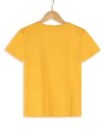 Yellow Unisex DOT KNIT Regular Fit Printed Round Neck T-Shirt - Image 2